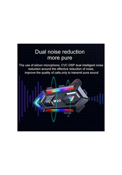 Vothoon Y20 Motor Kurye Kask Kulaklık Rgb Modlu Bluetooth Motosiklet Kulaklık 5.3 Bluetooth Interkom