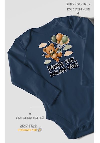 Morivokids Panik Yok, Halam Var Uzun Kollu Çıtçıtlı Bebek Body Lacivert