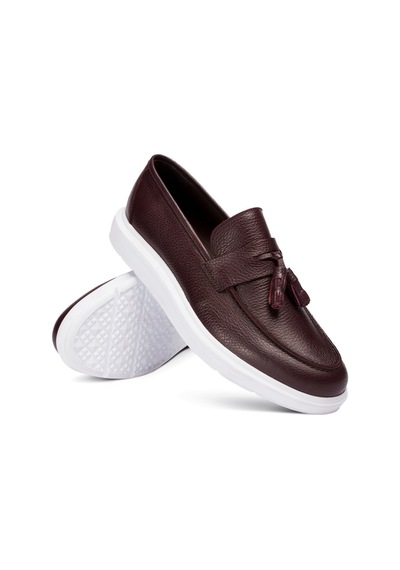 Deery Hakiki Deri Bordo Püsküllü Erkek Loafer Bordo (492270996) Bordo