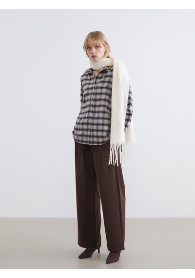 Lcw Vision Kahverengi Ekose Oversize Kadın Oduncu Gömlek