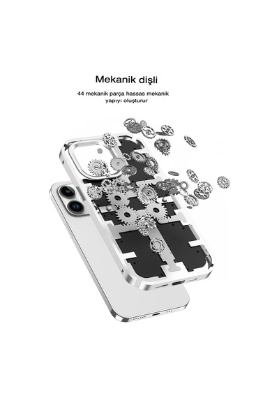 Uray Store Apple iPhone Uyumlu  14 Pro Kılıf Mekanik Bumper Kapak - Mavi