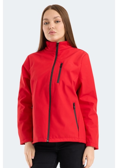 Slazenger Hıp Style Kadın Dik Yaka Fermuarlı Kırmızı Mont & Kaban Kırmızı