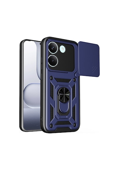 Xiaomi Poco X8 Pro Kılıf Kamera Korumalı Zırh Tank Sürgülü Vega Kapak Mavi