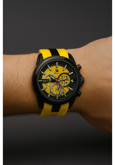 Sportif Model Silikon Erkek Kol Saati Sarı - 796235128 Siyah