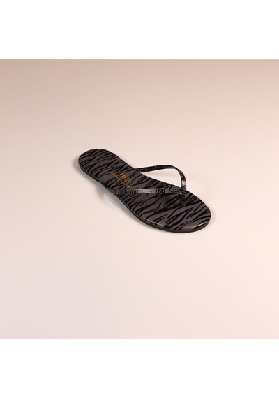 Tkees Kadın Klasik Parmak Arası Zebra Desen Terlik Tk-2240-4090 Gri/siyah