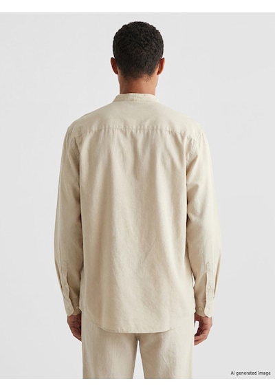 Lcw Vision Bej Regular Fit Keten Karışımlı Erkek Gömlek