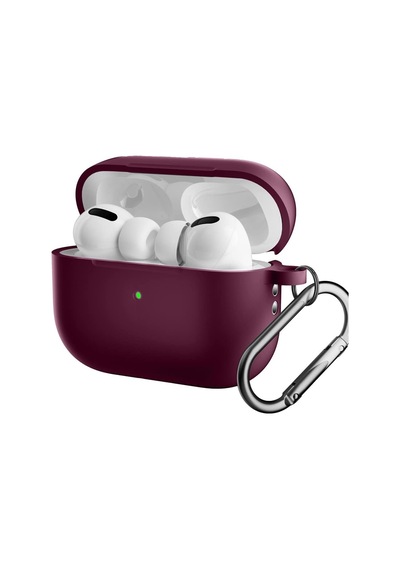 For Airpods Pro 2 İle Uyumlu Kılıf Silikon Tam Koruma Kancalı Anahtarlık Comely For Apple Airpods Pro 2 İle Uyumlu Silikon Kılıf Bordo