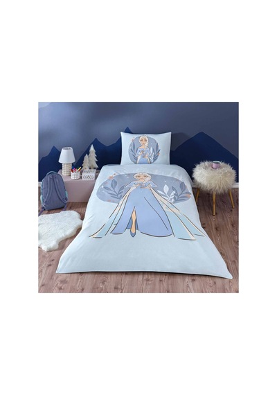 Frozen Ice Queen Tek Kişilik Disney Lisanslı Lastikli Çocuk Nevresim Takımı İndigo