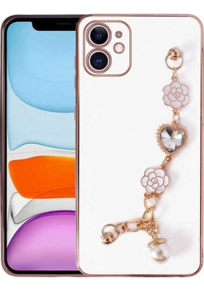 Apple Uyumlu iPhone 12 Kılıf El Tutamaçlı Kamera Korumalı Zore Taka Silikon Kapak Beyaz