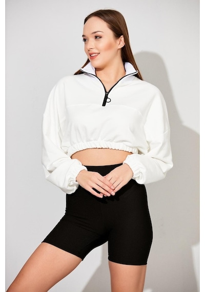 Alexander Gardi Alexandergardı Kadın Fermuarlı Crop Sweatshirt (B22-11000)