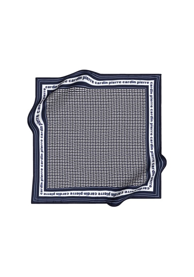 Logo Desenli Pierre Cardin Crepe Saten Eşarp Lacivert lacivert