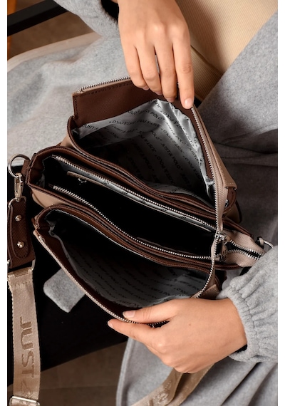 Just Polo Kadın Orijinal Yeni Sezon Omuz Çantası Shopper Ebat : 21 X 28 Cm Kum - Kahverengi