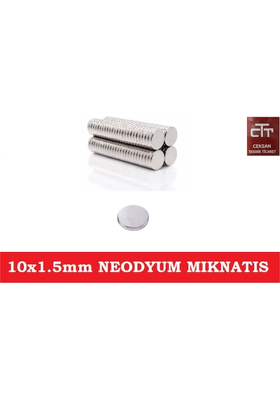 Neodyum Yuvarlak Mıknatıs-10X1.5Mm 5-12- 24-50-100-250-500 Adet 100 Adet