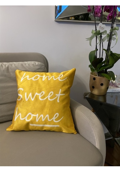 Home Sweet Home Yazılı Dekoratif Kırlent Kılıfı (522071456)