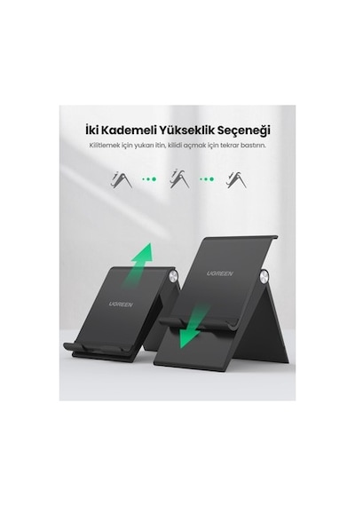 Ugreen Yükseklik Ayarlı Telefon Tutucu Standı, Siyah,