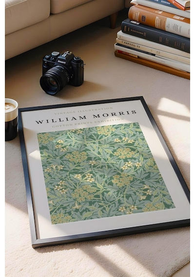 William Morris Golden Lily Çerçeveli Tablo- Sergi Afişi - Eklektik Tarz Duvar Dekoru