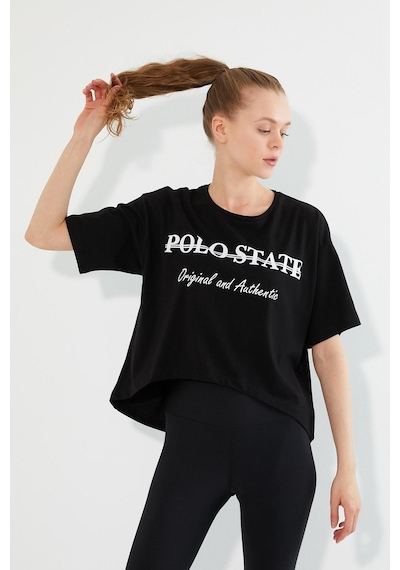 Kadın Baskılı Oversize T-shirt Siyah
