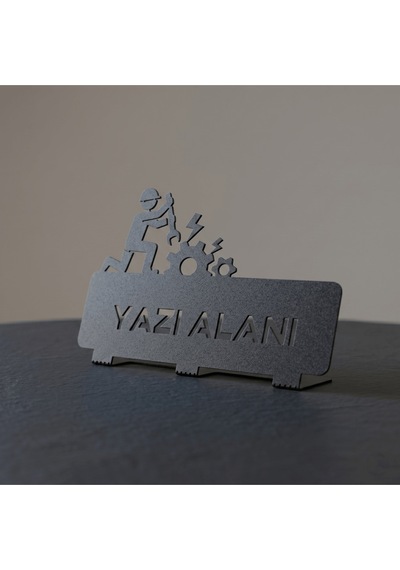 Kişiye Özel Hediyelik Tamirci Montajcı Bakım Şef Tasarımlı Metal Masaüstü İsimlik Siyah
