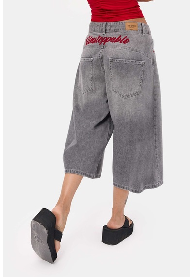 it's basic Kadın Füme 4s6-13 Süper Baggy Nakışlı Özel Tasarım Jort