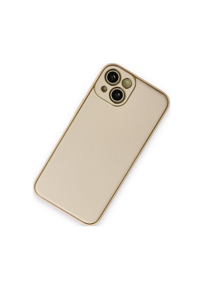 Apple iPhone Uyumlu 14 Plus Kılıf Coco Deri Silikon Kapak - Gold Bzsxx00 1
