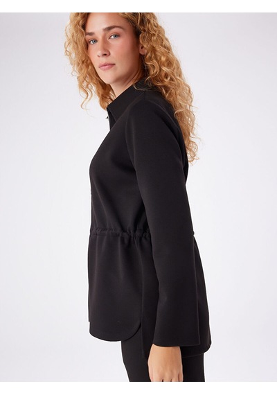 Faik Sönmez Relax Beli Tünelli Fermuarlı Örme Overshirt Tunik W27tnk019 Uw27tnk01910 Siyah