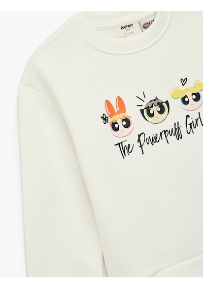Koton Powerpuff Girls Baskılı Uzun Kollu Bisiklet Yaka Lisanslı Oversize Sweatshirt Ekru 6wkg10443ak Ekru