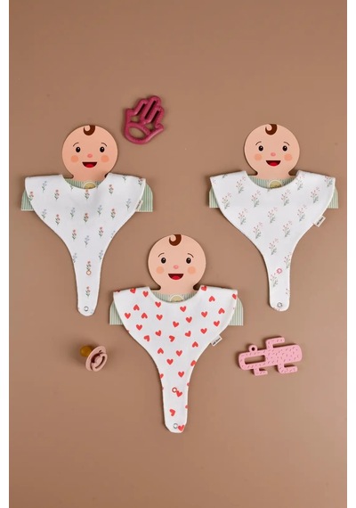 E&f Store Kız Bebek 3'lü Sıvı Geçirmez Emzik Tutucu Mama Önlüğü - Model 2 Çok Renkli