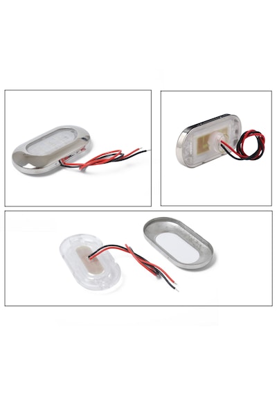 2'li Tekne Merdiven Lambası. 12v. Krom Çerçeve. Beyaz. Aydınlatma Beyaz