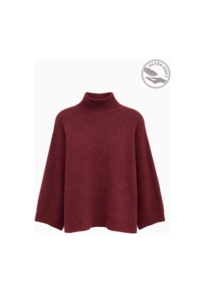 Hiccup Mıxray Oversize Fitilli Balıkçı Yaka Kazak Bordo - Kırmızı