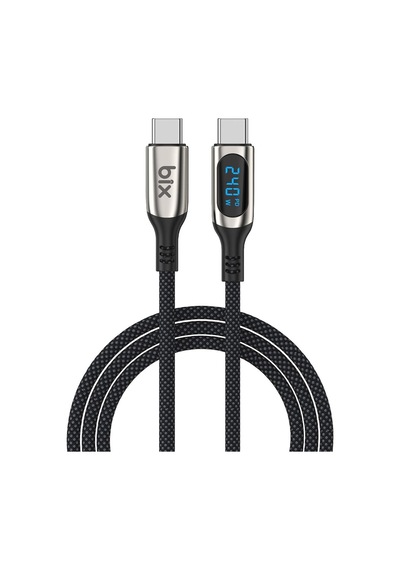Bxcc243 Type-c To Type-c 240w 480mbps E-marker Çip Dijital Ekran Göstergeli Örgülü Şarj Ve Data Kablosu 1 Metre