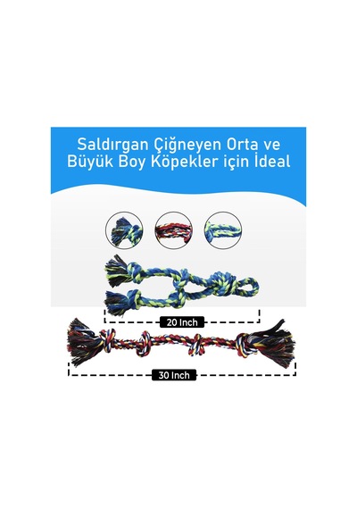 Valkyrie 2 Li Büyük Boy Köpek Halat Oyuncağı Seti Isırma Çekiştirme Diş Kaşıma Eğitim İpi