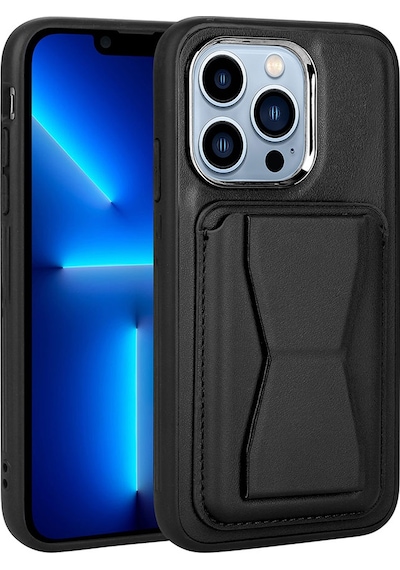 Ardemix Apple iPhone 12 Pro Uyumlu Kartlıklı Standlı Pu Deri Memo Kılıf-siyah Siyah