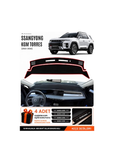 Ssangyong Kgm Torres 2023-2026 Uyumlu Torpido Örtüsü - Siyah-kırmızı - Ebz-trp-0491
