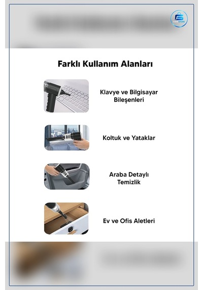 El Tipi Süpürge Mini Usb Şarjlı 3'ü 1 Arada Araç İçi Ev Temizliği