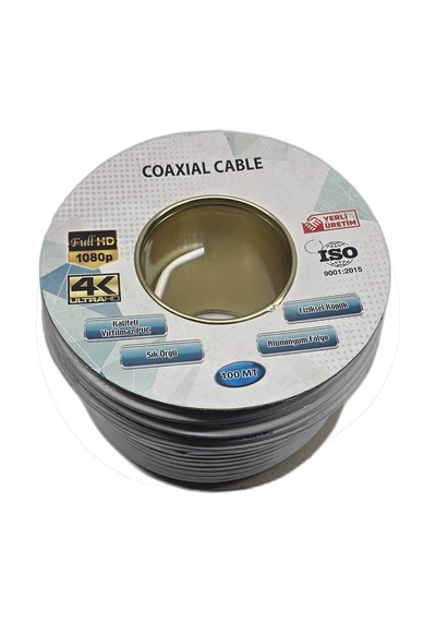 Rg6/u4 Anten Kablosu 100 Metre Coaxial Bakır Karışımlı Uydu Kablosu Full Hd 4k Ultra Hd Destekli