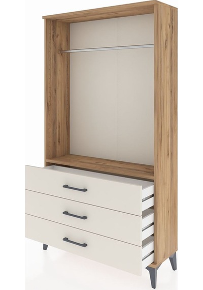 Arges Dolap Tek Raflı 3 Çekmeceli Tek Askılı 88x30x163 Çam-aytaşı Atlas Çam