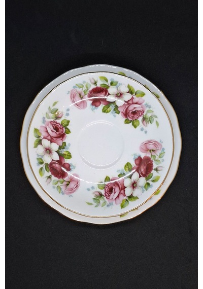 Bone China Vintage Çay Fincanı 3 Parça 200 Ml Kırmızı - Beyaz