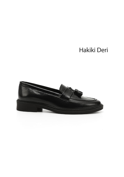 Gönderi(R) Gönderi R Siyah Rugan Hakiki Deri Püsküllü Loafer Ayakkabı Siyah