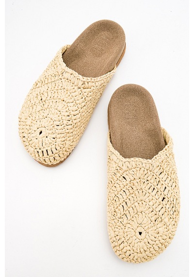 Luvishoes Loop Bej Örme Kadın Terlik Bej