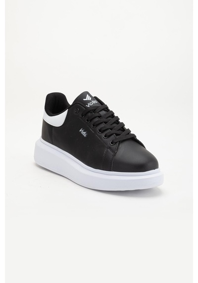 Dilimler Ayakkabı Unisex Spor Ayakkabı Siyah Yüksek Taban Hafif Suni Deri-4156 Siyah