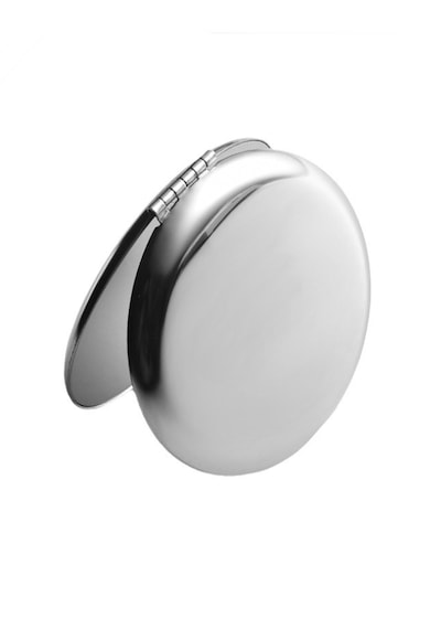 Yuvarlak Mini Metal Ayna - Taşınabilir Makyaj Aynası Metalik Gri