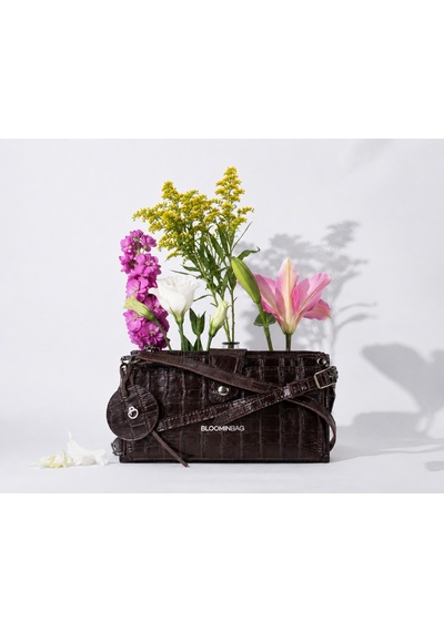 Bloominbag Mocha Croco Lozan Hakiki Süet Çapraz Askılı Telefon Bölmeli Cüzdan Çanta Kahverengi