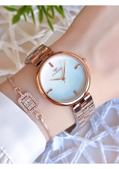 Ferro Rose/gold Renk Kararmaz Renk Atmaz 3 Atm Özel Tasarım Kadın Kol Saati Efl21100c