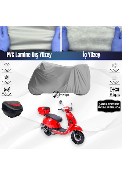 Rks Azure 50 Motosiklet Brandası Arka Çanta Topcase Uyumlu Motor Branda