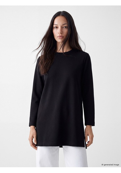 Lcw Everyday Siyah Oversize Soft Touch Kadın Tunik