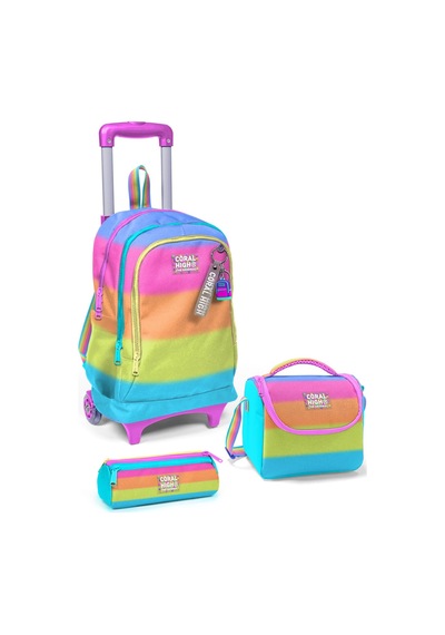 Coral High Kids Renkli Çizgili 3 Lü Okul Çanta Seti Set0123970 Çok Renkli