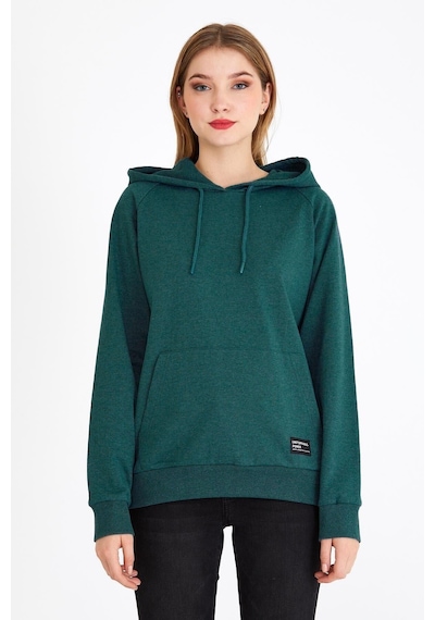 Comeor Kadın Yeşil Basic Kapüşonlu Regular Fit Rahat Sweatshirt 001