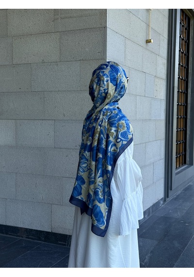 Qalortex Scarf Pamuklu Mimoza Desen Şal- Latte/laci