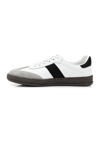 Gönderi(R) Gönderi R Beyaza Siyah Bağcıklı Hakiki Deri Sneaker Beyaz - Siyah