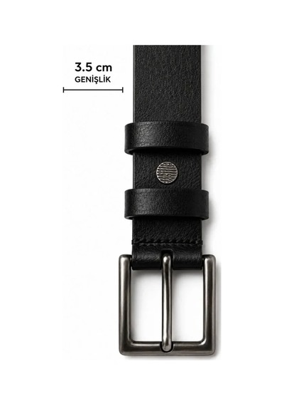 Suma Erkek Hakiki Deri Klasik Kemer 3.5 Cm Metal Tokalı Günlük Kullanım siyah